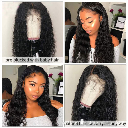 Cheap Hair Water Wave Virgin Cuticle Aligned 13*4 Closure Lace Front Wig Remy Brazilian Human Hair 13*4 Lace Wigs Water Wave